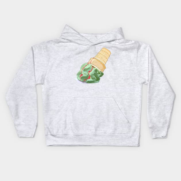 Melted ice-cream (pistachio & strawberry syrup) Kids Hoodie by M[ ]